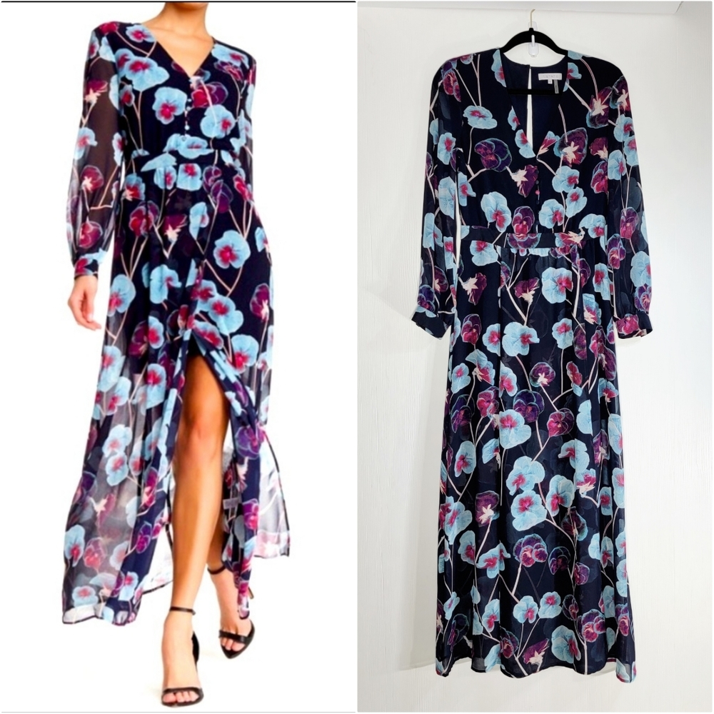 1. State Navy Floral Maxi Dress with Blue and Pink Blossoms